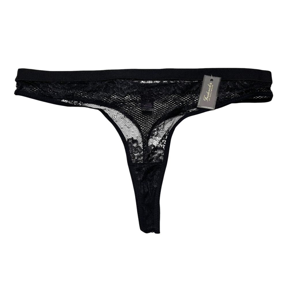 Frederick's of Hollywood Fern Fishnet And Lace Thong Black Size 1X